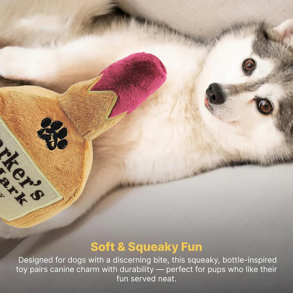 Premium Plush Wine Bottle Squeaky Dog Toy