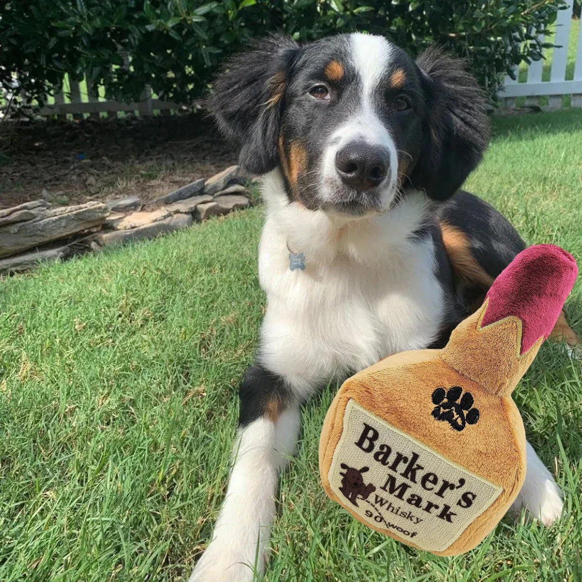 Premium Plush Wine Bottle Squeaky Dog Toy