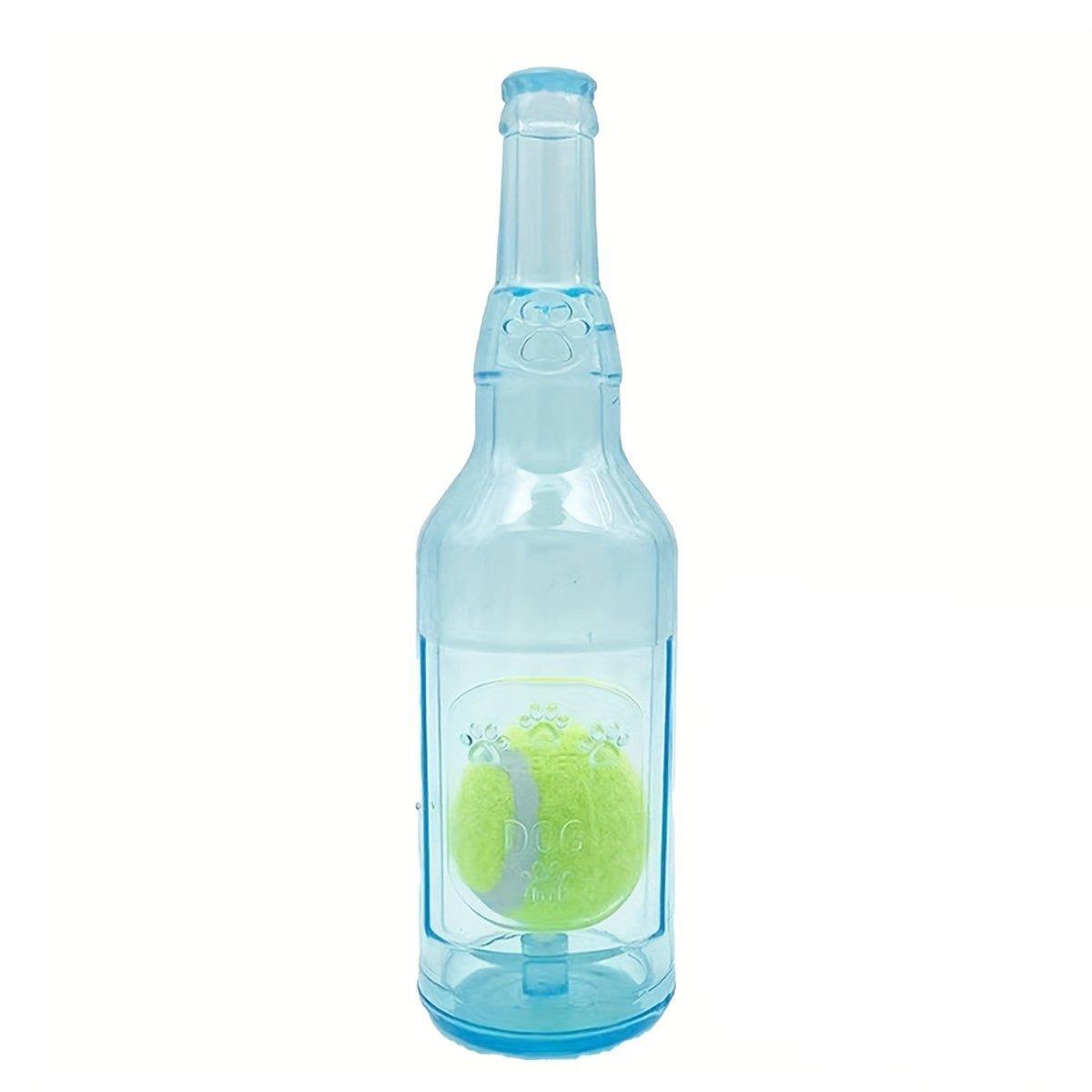 Premium Wine Bottle Dog Chew Toy with Tennis Ball - Green L