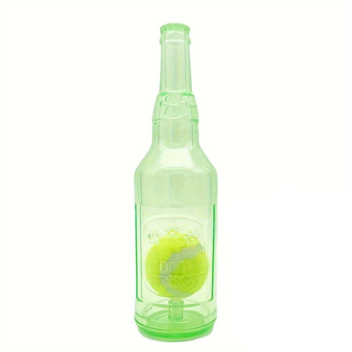 Premium Wine Bottle Dog Chew Toy with Tennis Ball - Red L