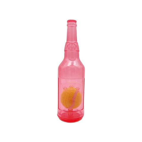 Premium Wine Bottle Dog Chew Toy with Tennis Ball - Red S