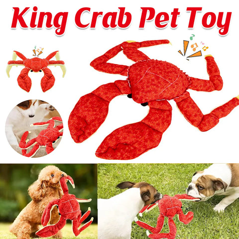 Premium Red Plush Crab Dog Toy with Reinforced Fabric