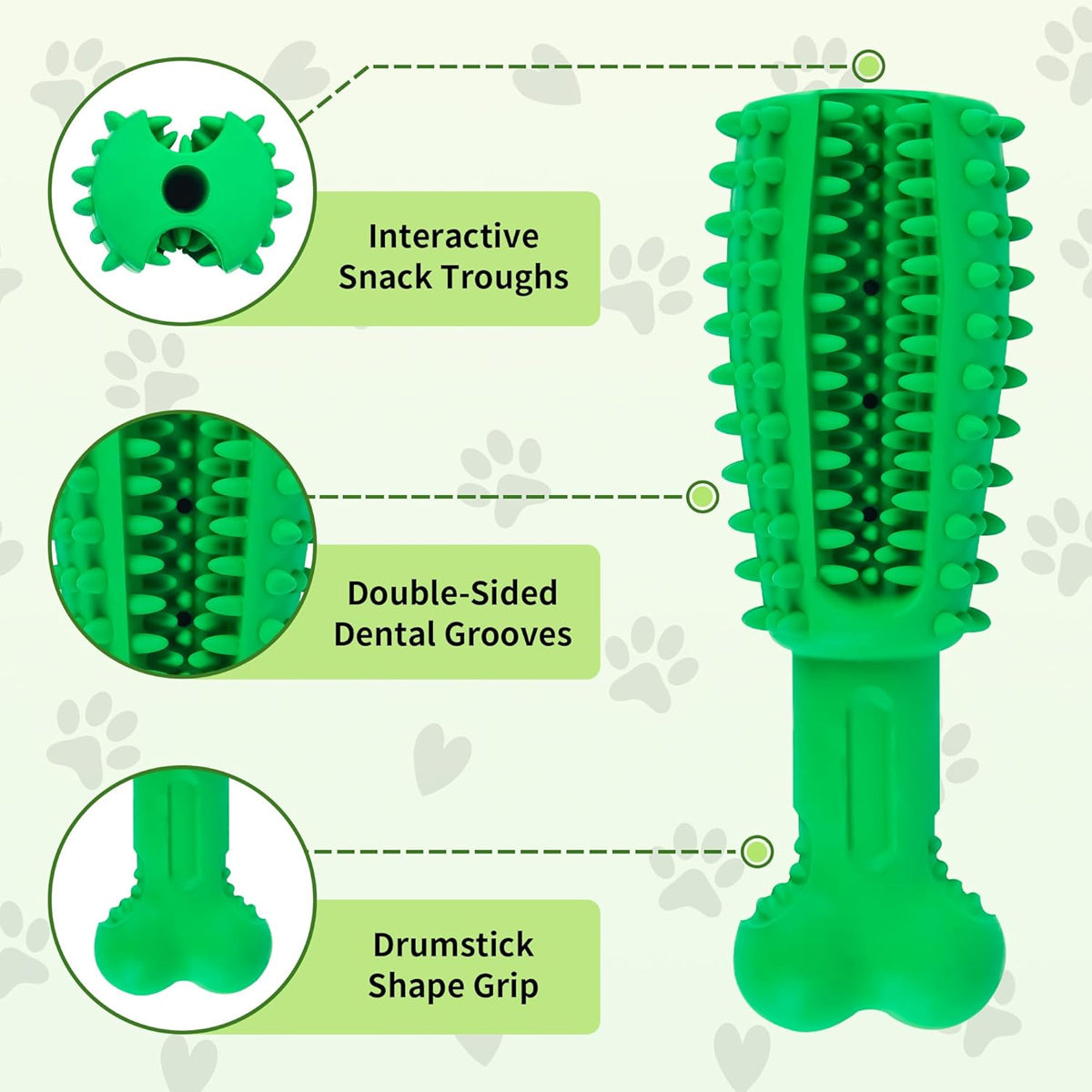 Premium Green Dog Chew Teething Toy with Treat-Dispensing Centre