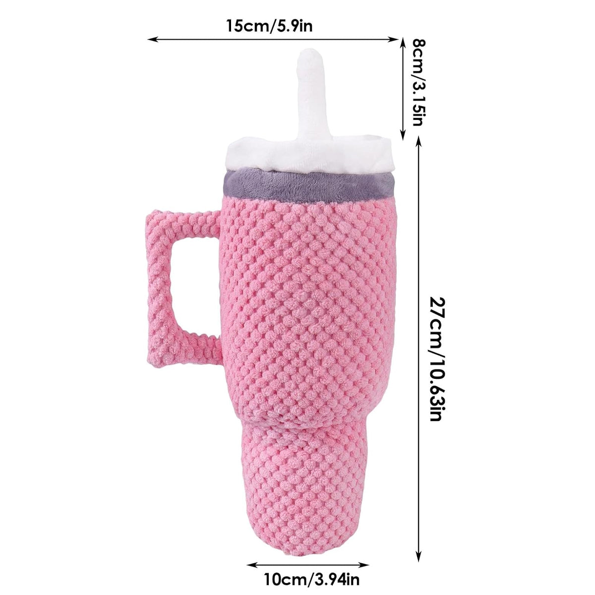 Plush Dog Toy Cup Shape 35cm for Large Breeds - Soft Pink Chew Toy - SuperSaverAU - view 3