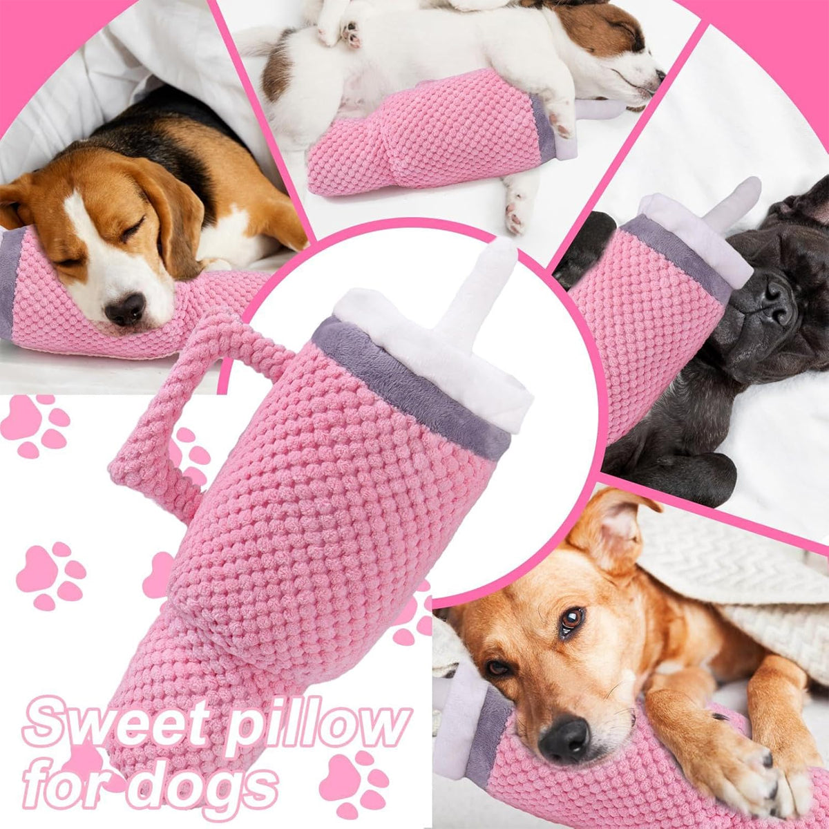 Plush Dog Toy Cup Shape 35cm for Large Breeds - Soft Pink Chew Toy - SuperSaverAU - view 5