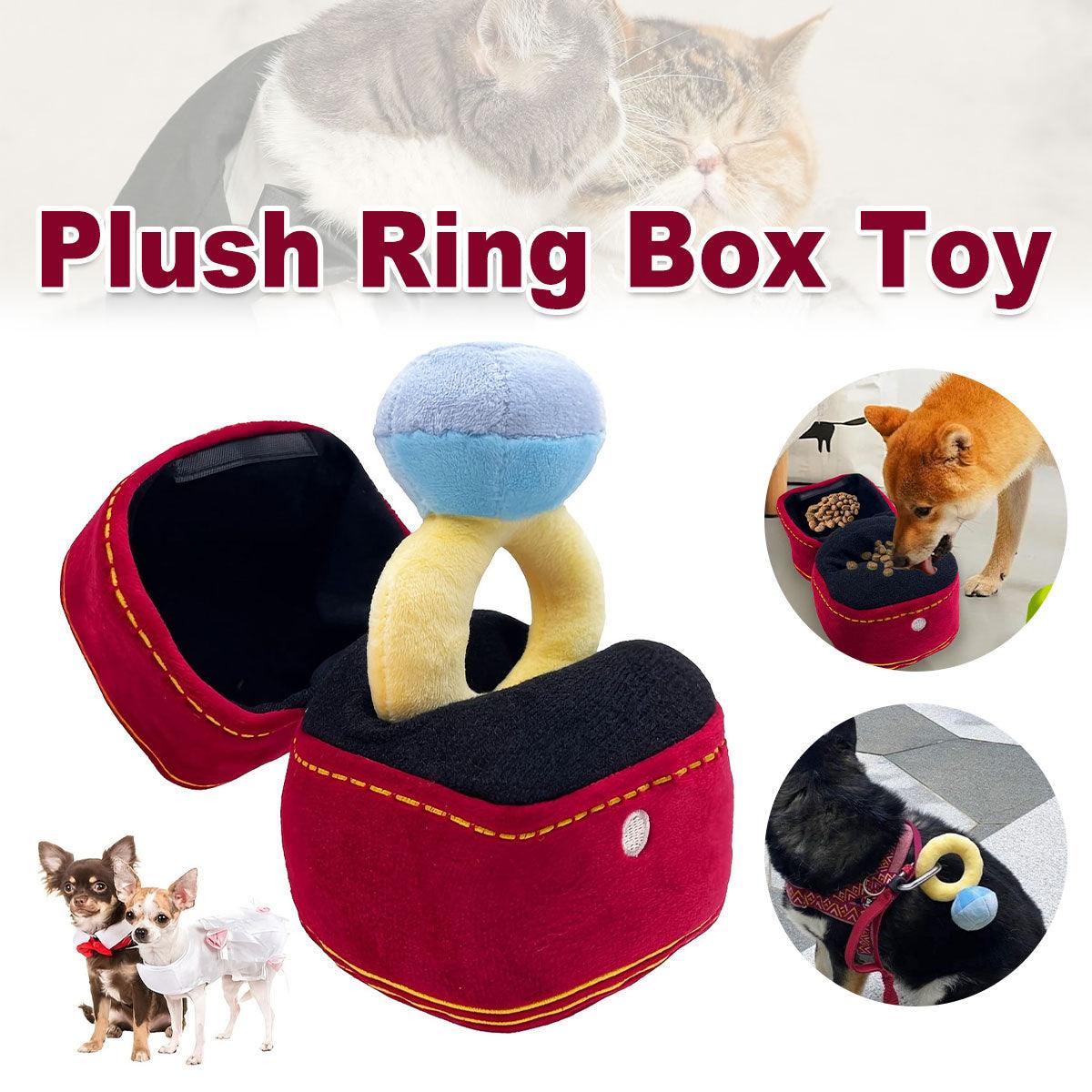 Premium Red Plush Ring Box Pet Toy for Dogs & Cats