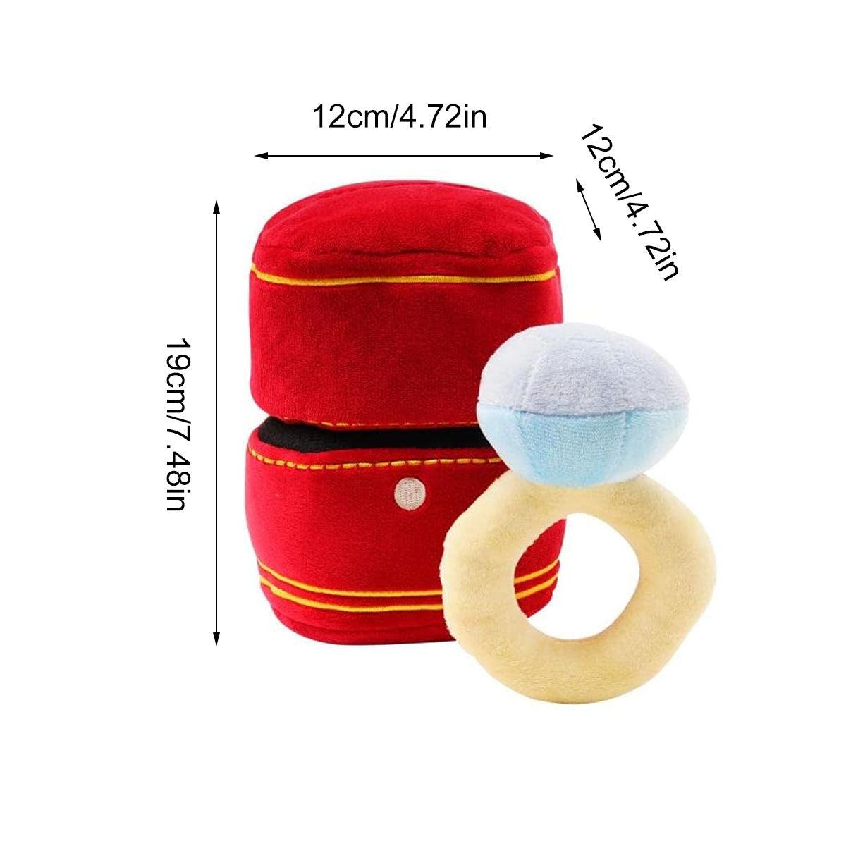 Premium Red Plush Ring Box Pet Toy for Dogs & Cats