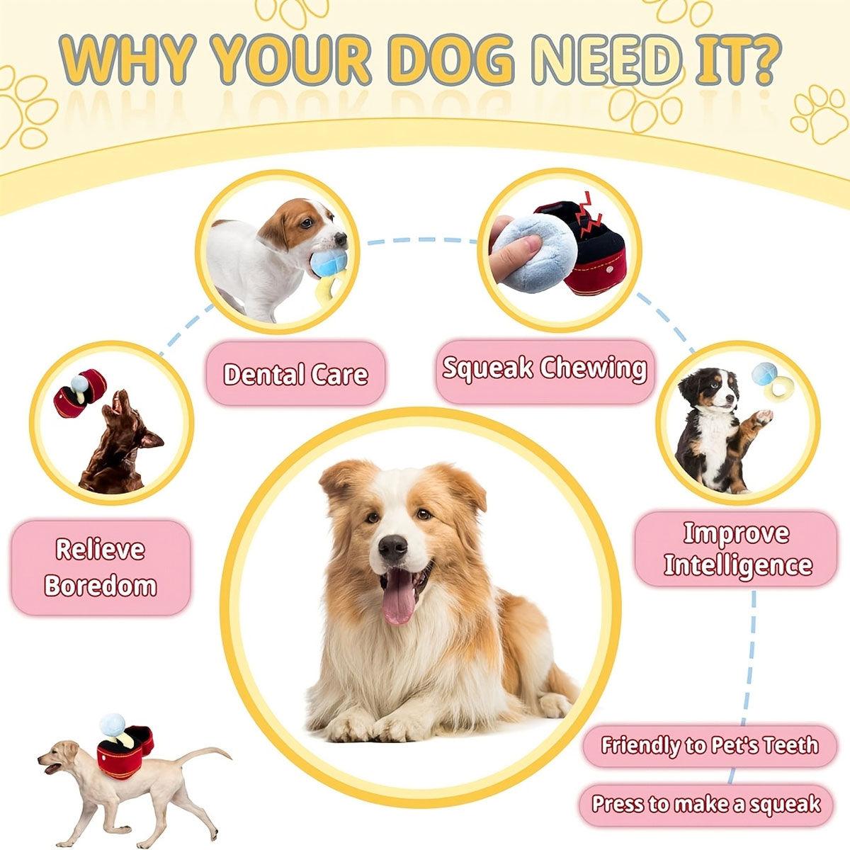 Premium Red Plush Ring Box Pet Toy for Dogs & Cats