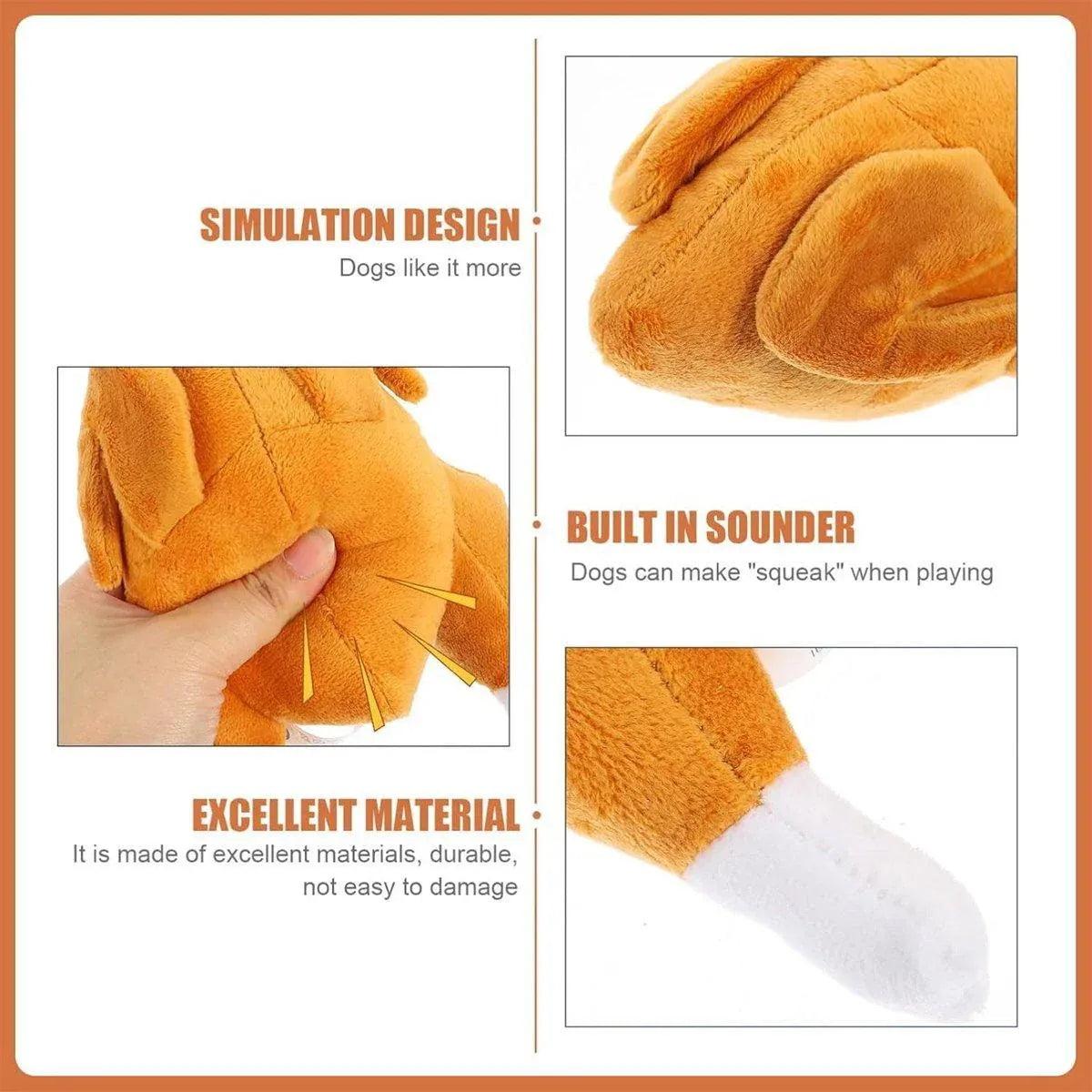 Premium Plush Roast Chicken Squeaky Dog Toy for Interactive Play