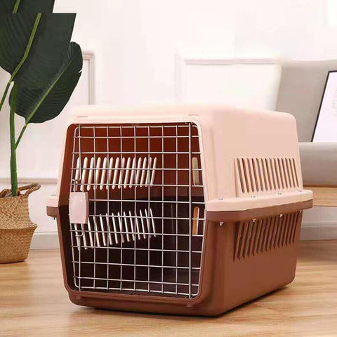 Premium Large Pet Transport Crate - Brown 64 x 45 x 46cm