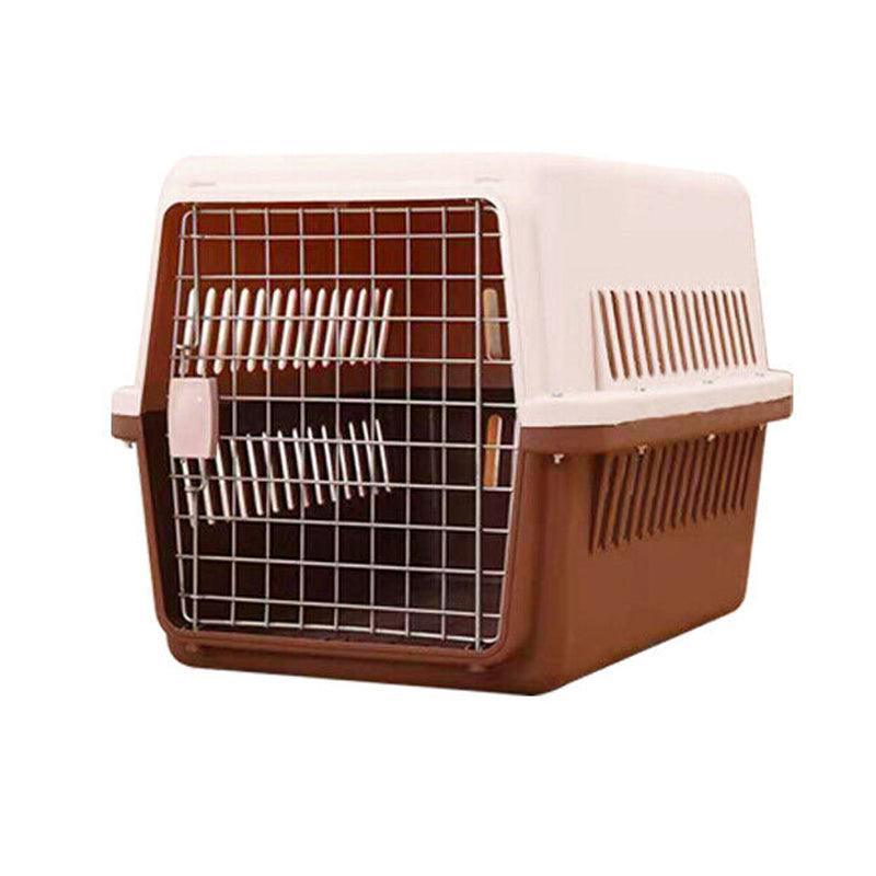 Premium Large Pet Transport Crate - Brown 64 x 45 x 46cm