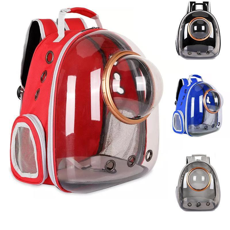 Space Capsule Pet Backpack Carrier - Grey, 34*28*42 cm, Transparent Design, Breathable - SuperSaverAU - view 2