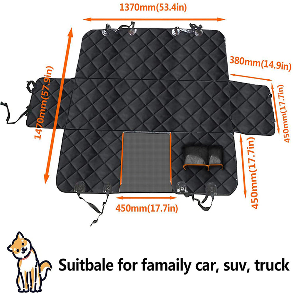 Premium Black Waterproof Pet Car Hammock with Mesh Window