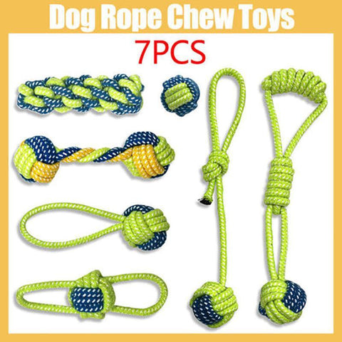 Premium Cotton Rope Dog Chew Toys for Puppies - 7 Piece Set