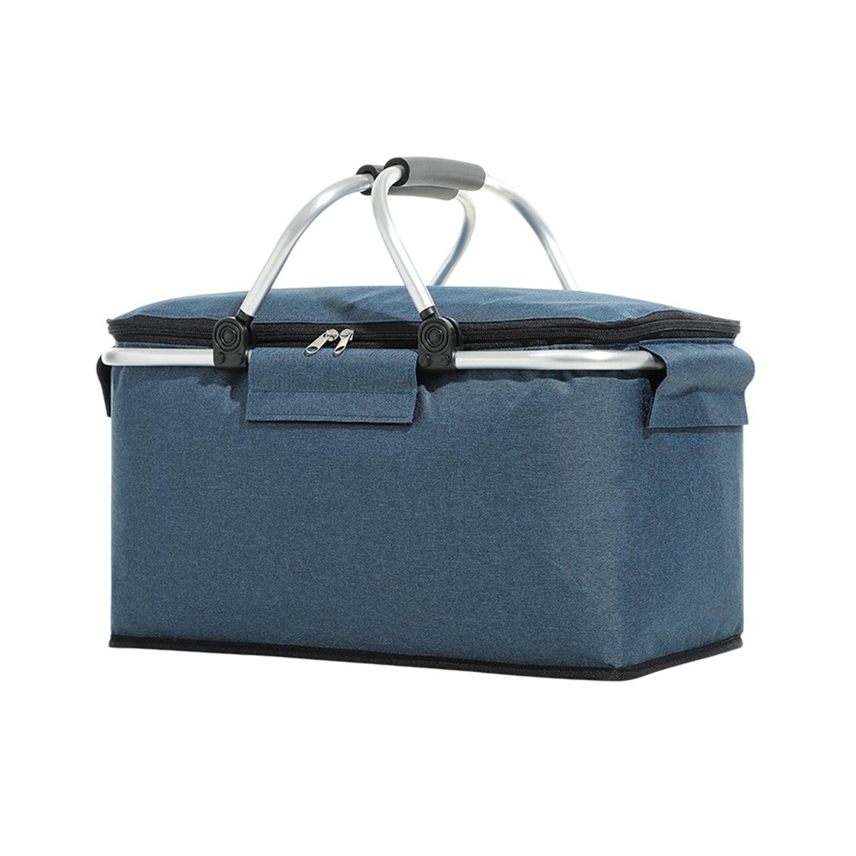 Premium Folding Picnic Basket Cooler Bag - Black