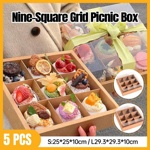 Premium Kraft Paper Lunch Boxes with Clear Lid - Large, 5 Pack