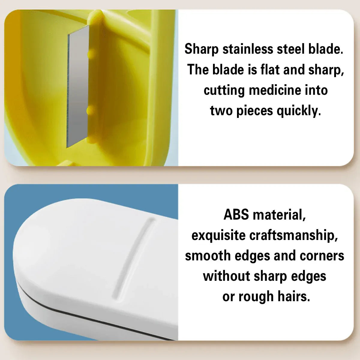Premium 3pcs Yellow Tablet Cutter Pill Splitter and Medicine Storage Box