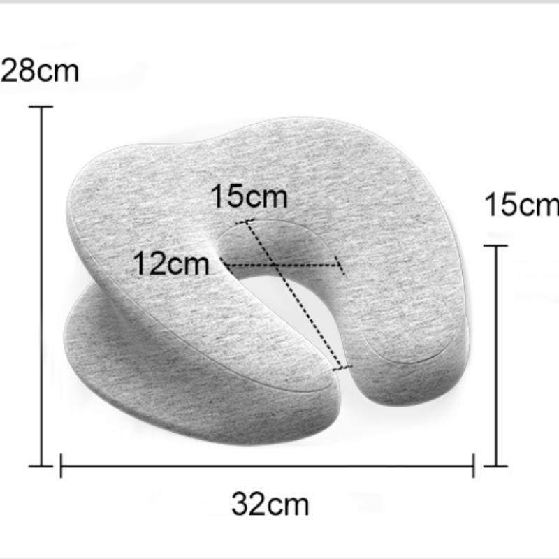 U-Shaped Face Cushion Pillow 32cm x 28cm x 15cm - Ergonomic, Soft Fabric, Dark Grey - SuperSaverAU - view 3