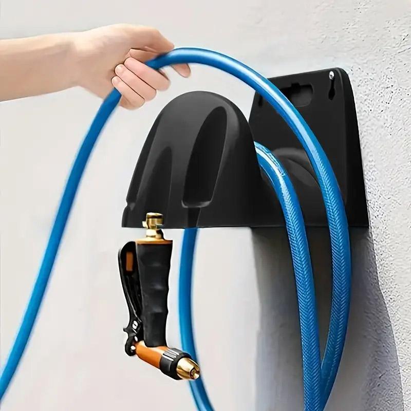 Premium Black Wall Mounted Garden Hose Holder Rack ABS 10-30m Capacity