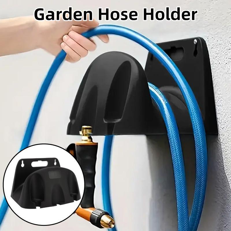 Premium Black Wall Mounted Garden Hose Holder Rack ABS 10-30m Capacity