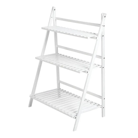 Premium 3-Layer Wooden Foldable Plant Stand – White 70 x 40 x 96cm
