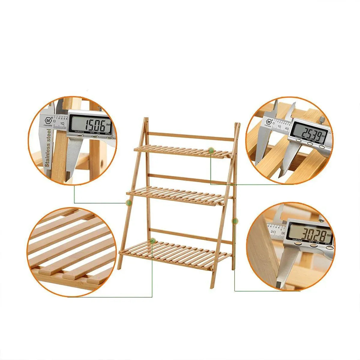 Premium 3-Layer Wooden Foldable Plant Stand – White 70 x 40 x 96cm