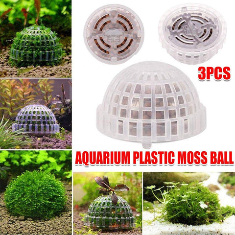 Premium Transparent Aquarium Moss Ball Holders - 3pcs