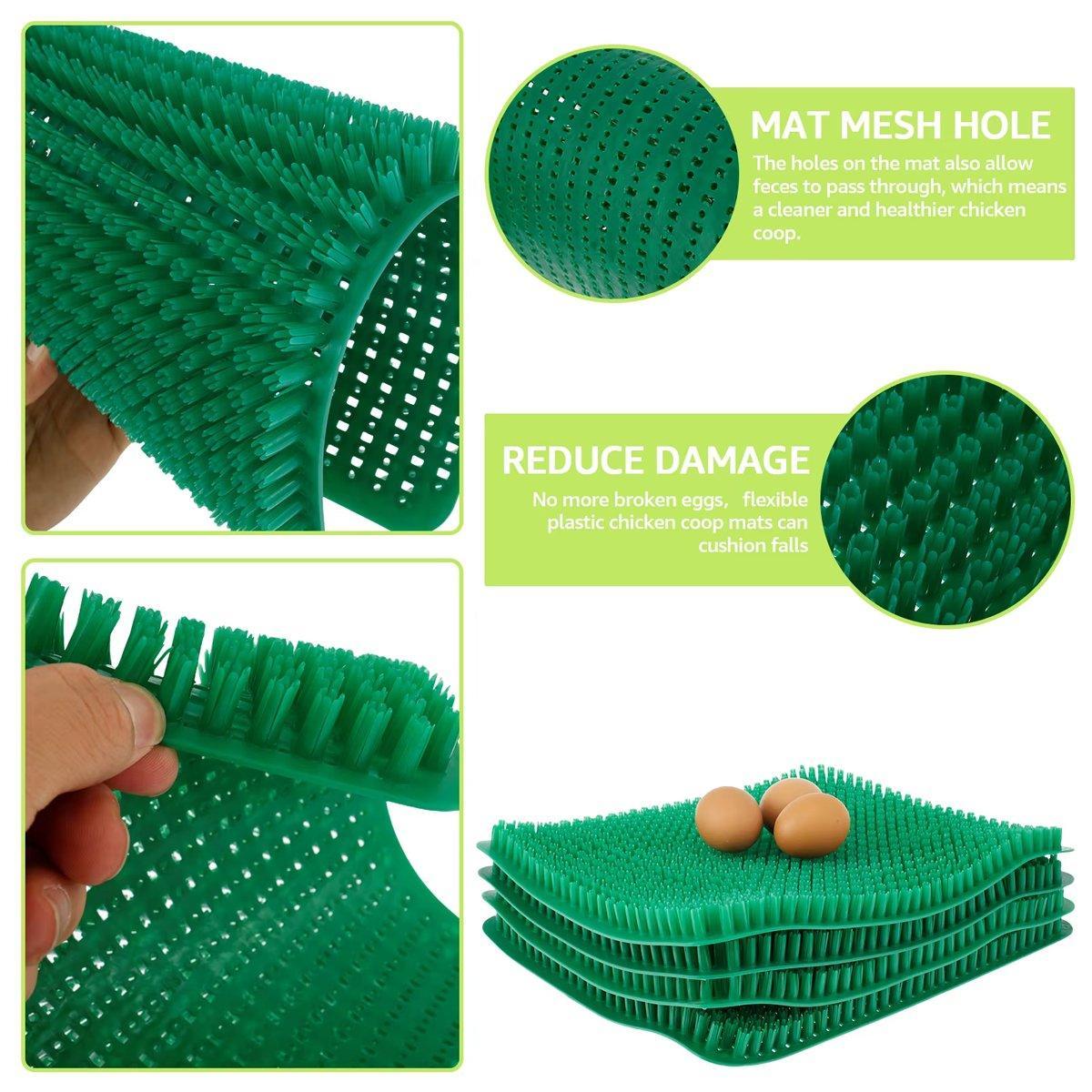 Premium Green Chicken Nest Box Grass Mats Washable - 6 Pack