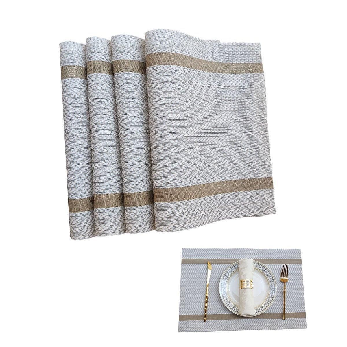Premium Anti-Slip Woven Placemats – Beige 4 Pack, Heat Resistant
