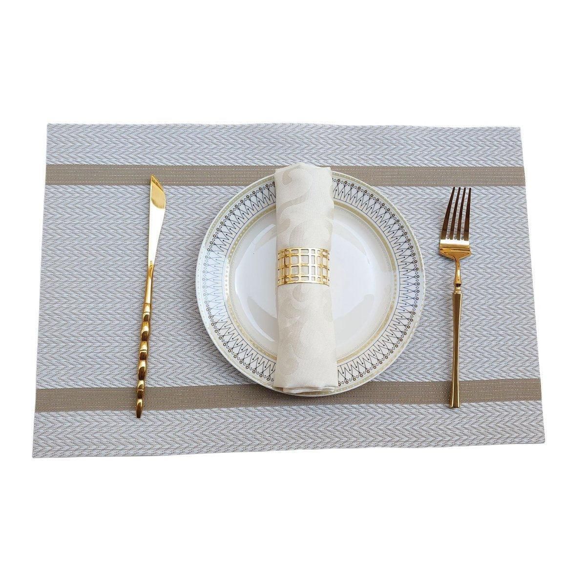 Premium Anti-Slip Woven Placemats – Beige 4 Pack, Heat Resistant