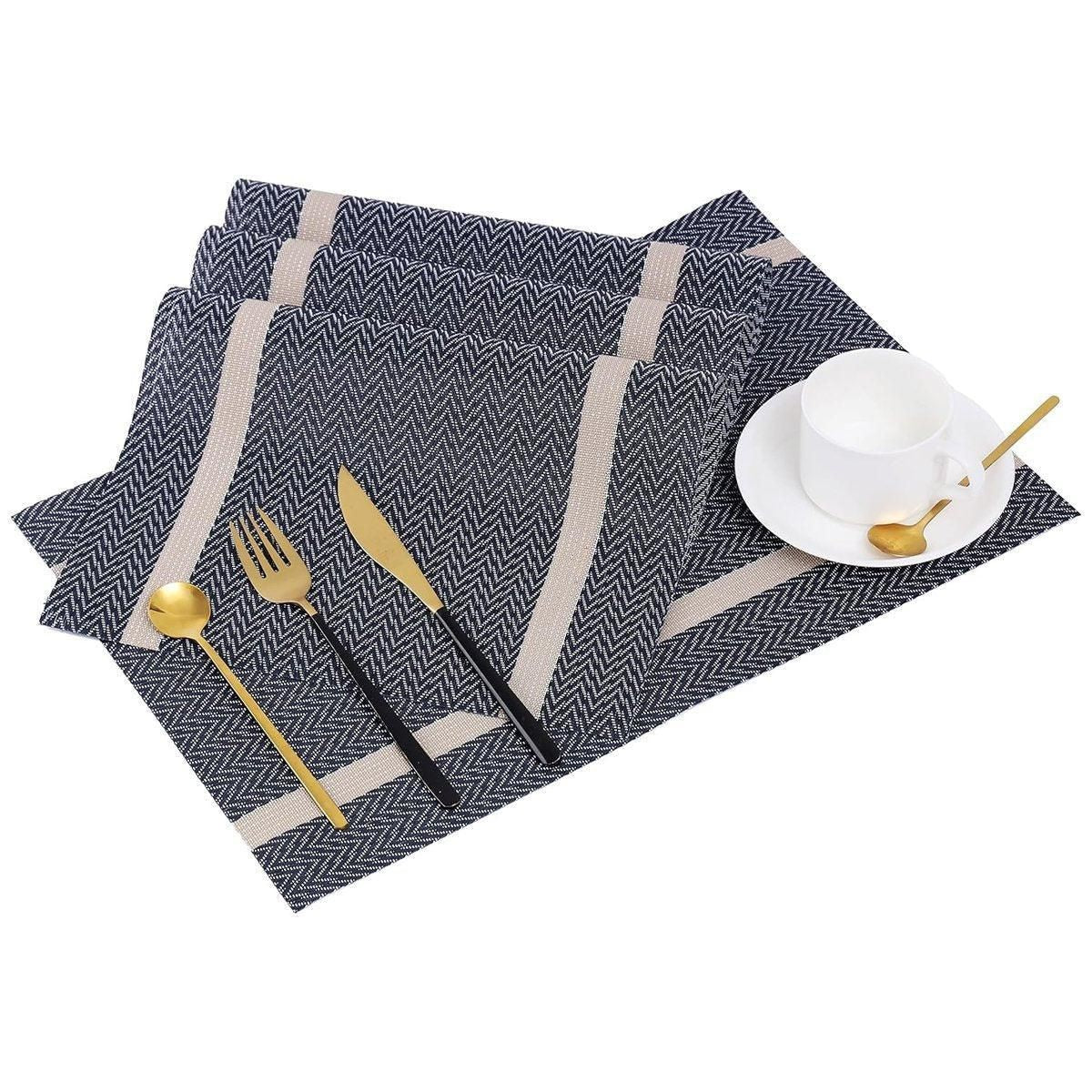 Premium Anti-Slip Woven Placemats – Beige 4 Pack, Heat Resistant