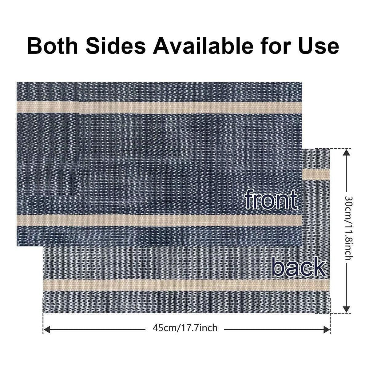 Premium Anti-Slip Woven Placemats – Blue 4 Pack, Heat Resistant