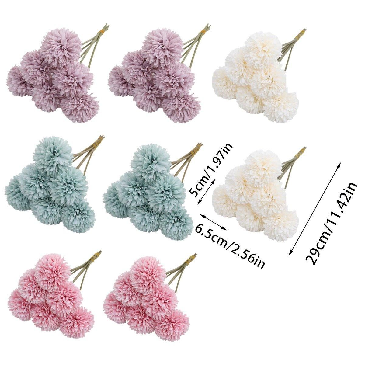 Premium Artificial Dandelion Flowers – White 12 Pack