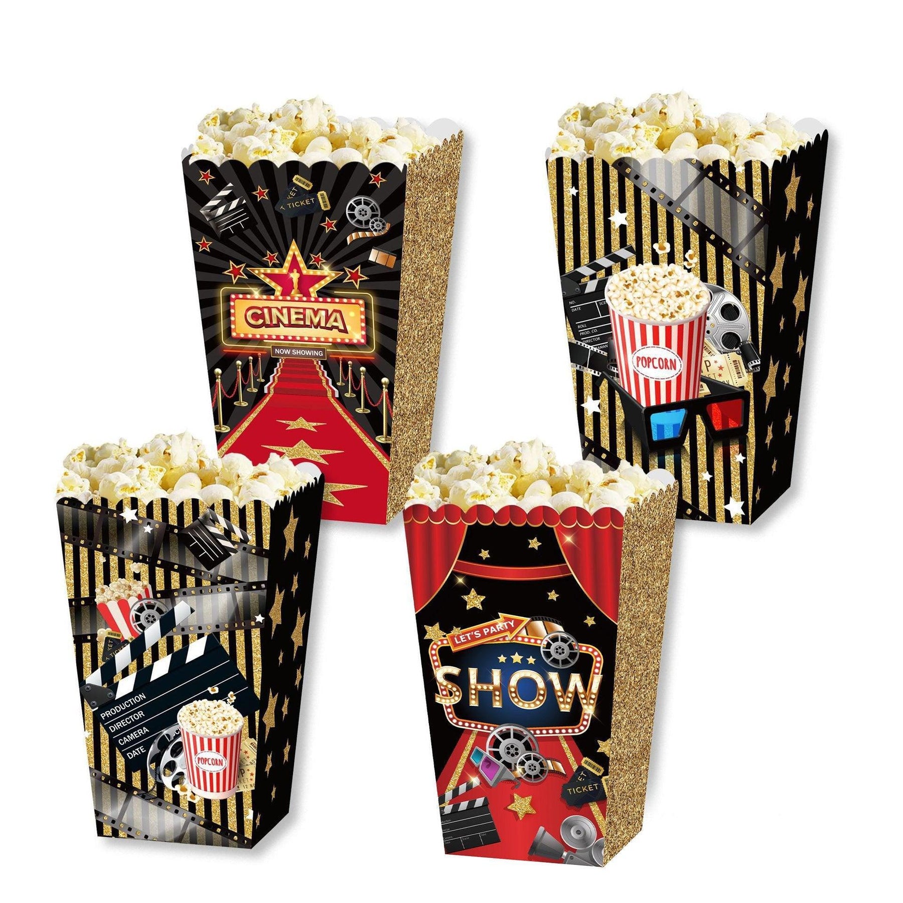 24 PCS Movie Night Snack Trays Popcorn Food Drink Holder Cinema Party Supplies - 24pcs-KY001 - SuperSaverAU - view 3