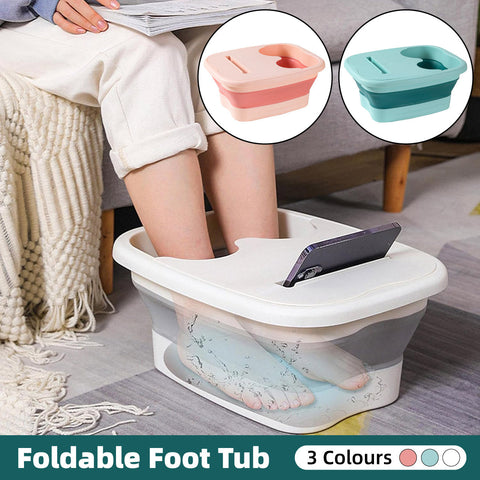 Premium Green Foldable Foot Tub with Lid Phone Holder and Massage Points