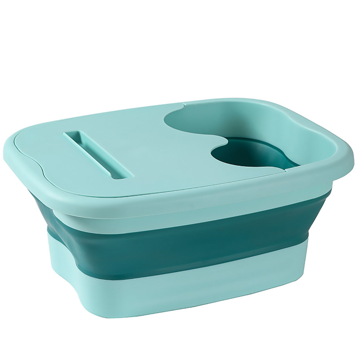 Premium Green Foldable Foot Tub with Lid Phone Holder and Massage Points