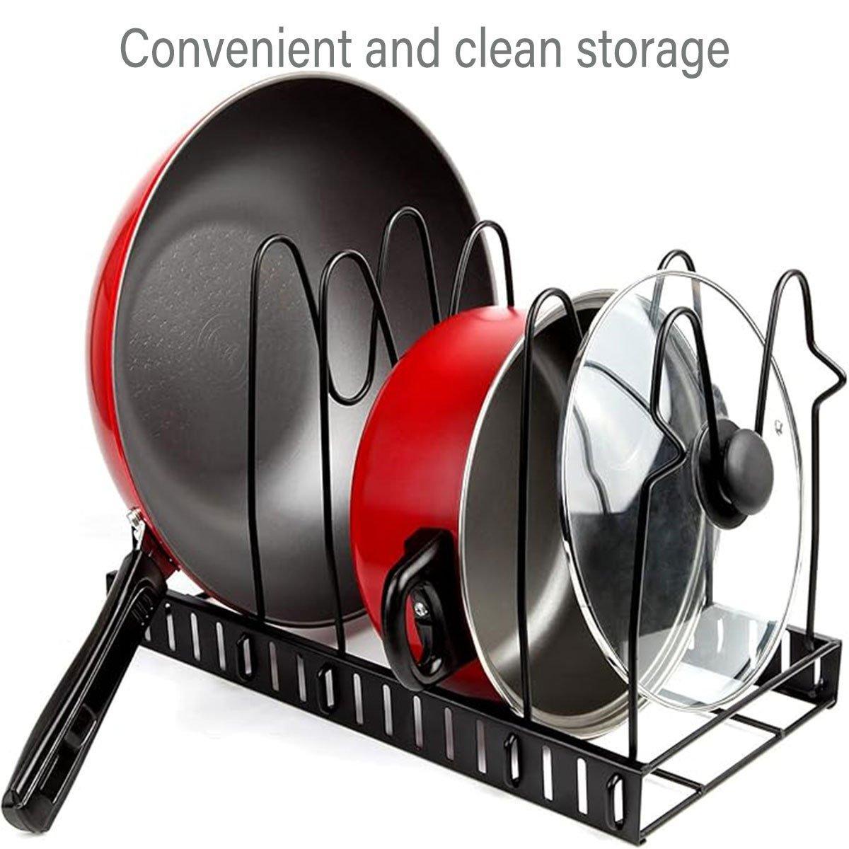 Premium 8-Tier Vertical Pot Lid Storage Rack – Black