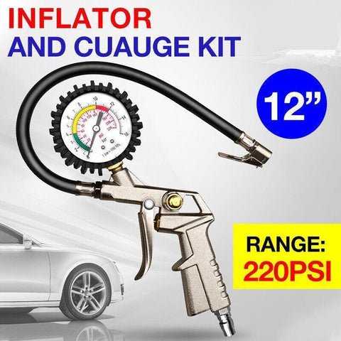 Premium Air Tyre Inflator with Pressure Gauge - 220PSI