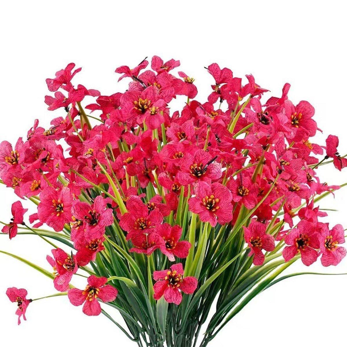 Premium Artificial Spring Grass Flowers – Orange 12 Pack