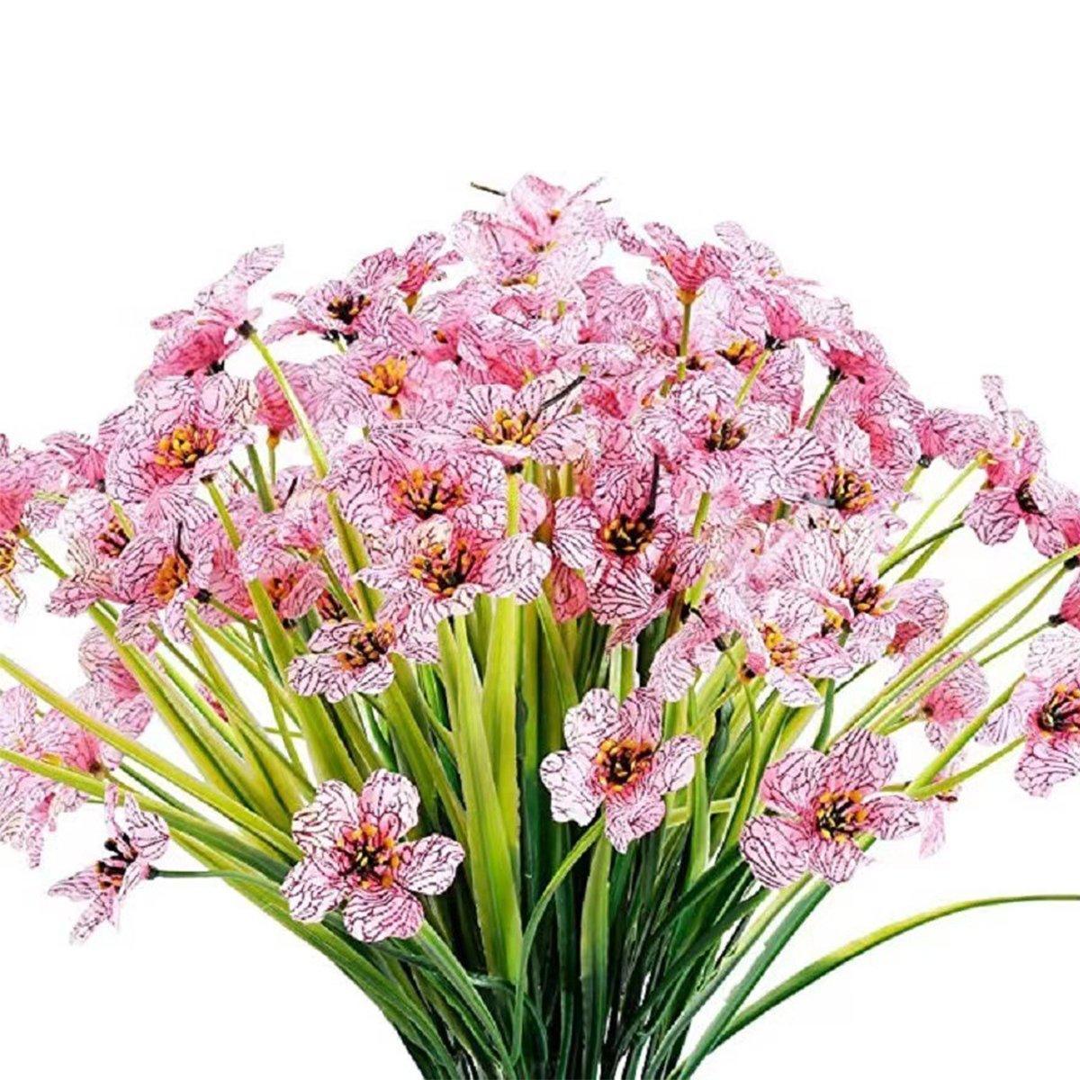 Premium Artificial Spring Grass Flowers – White 12 Pack