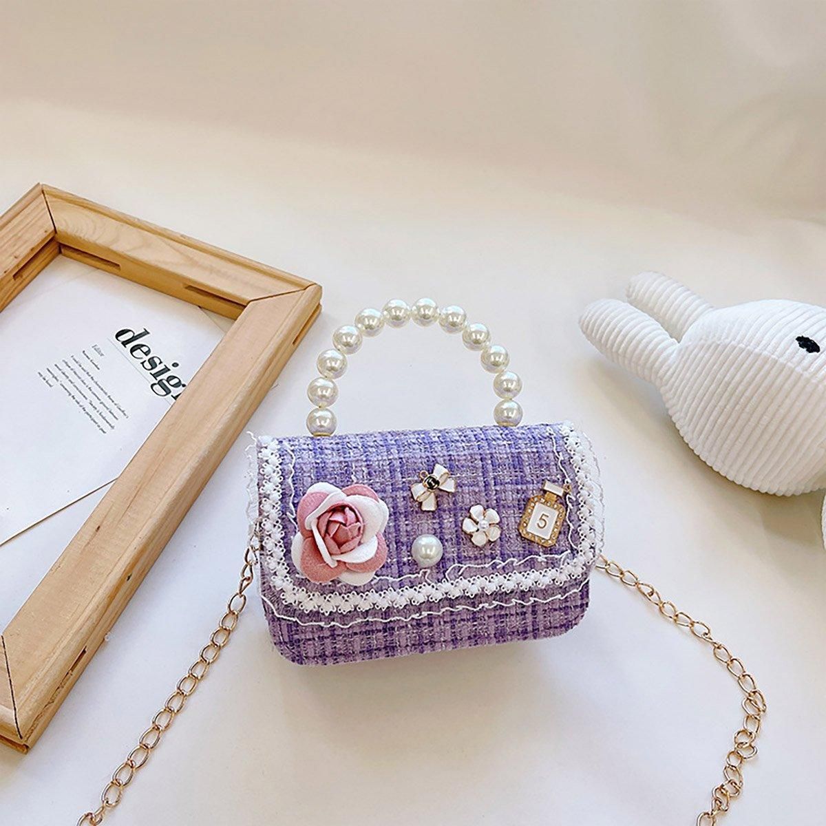 Premium Green Girls Small Square Princess Chain Shoulder Bag