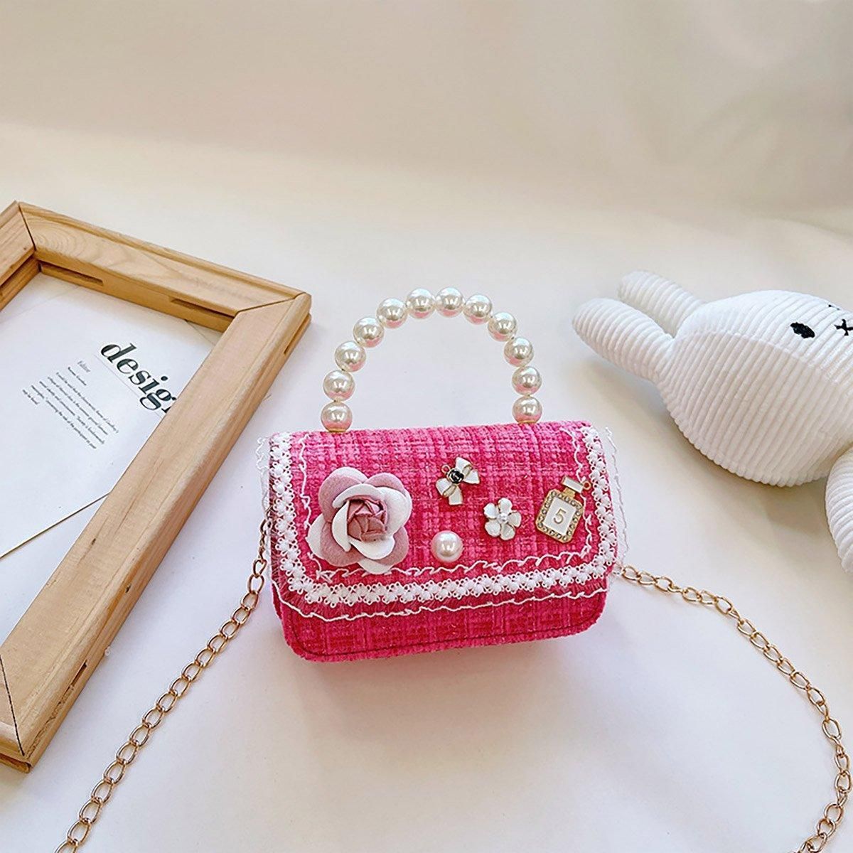 Premium Green Girls Small Square Princess Chain Shoulder Bag