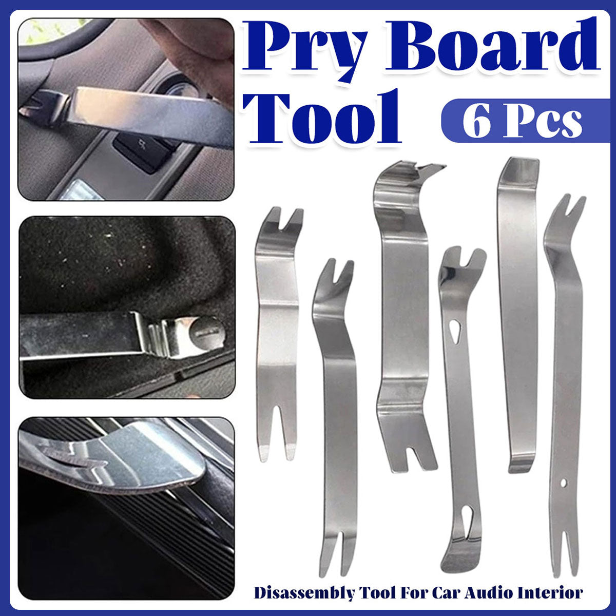 Premium 6 Piece Metal Pry Bar Fastener Remover Tool Set