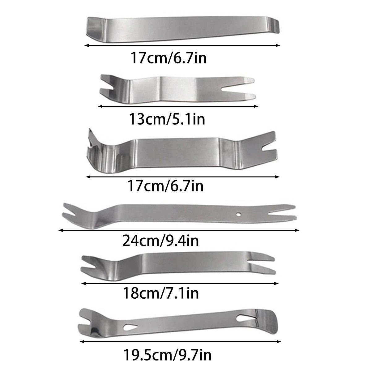 Premium 6 Piece Metal Pry Bar Fastener Remover Tool Set