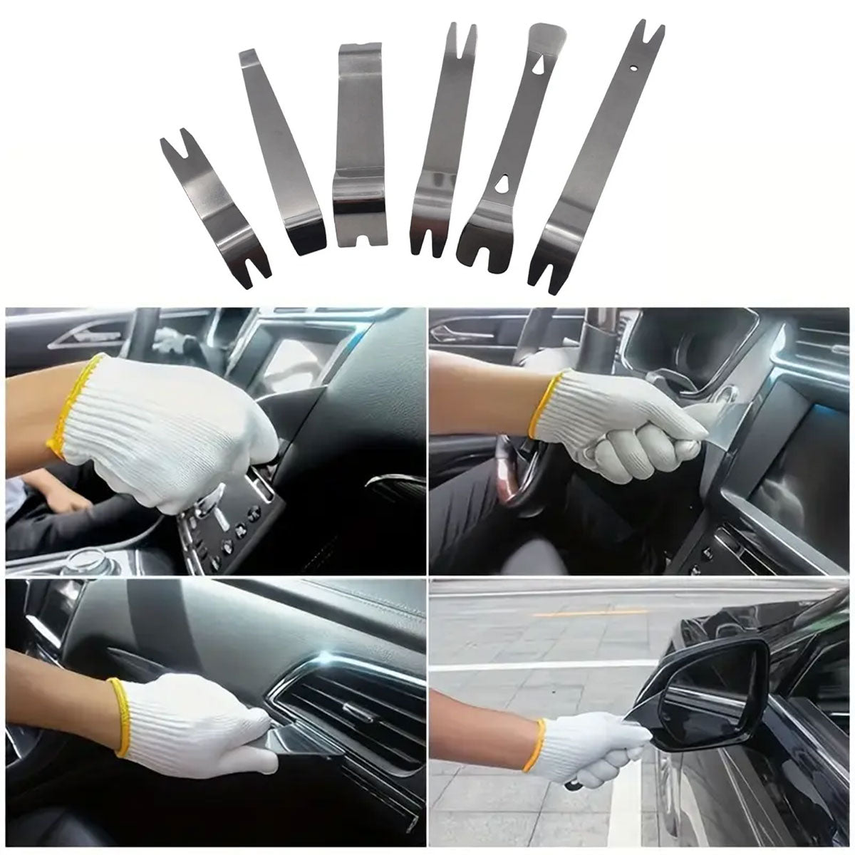 Premium 6 Piece Metal Pry Bar Fastener Remover Tool Set