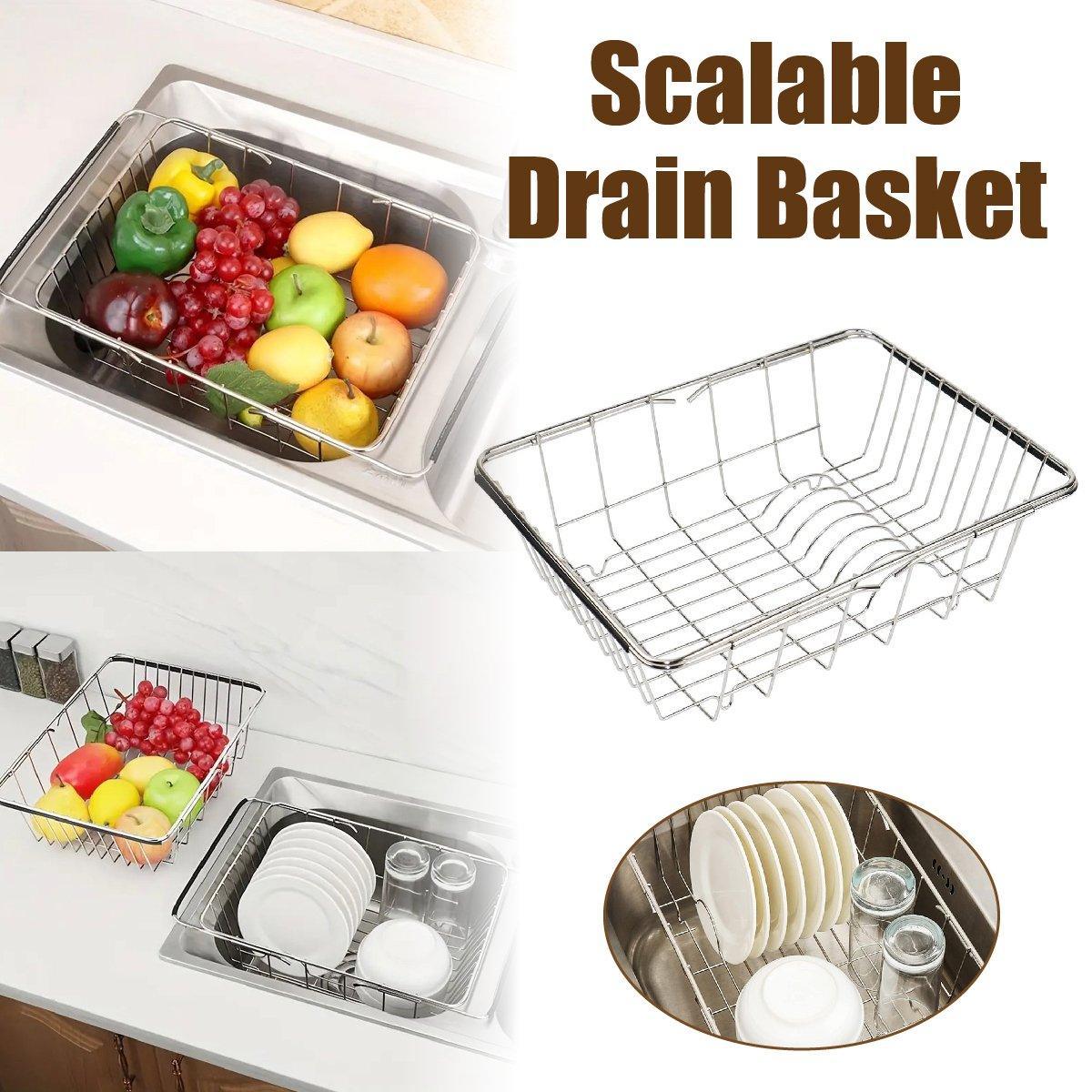 Premium Telescopic Stainless Steel Sink Drainer Basket
