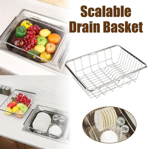 Premium Telescopic Stainless Steel Sink Drainer Basket