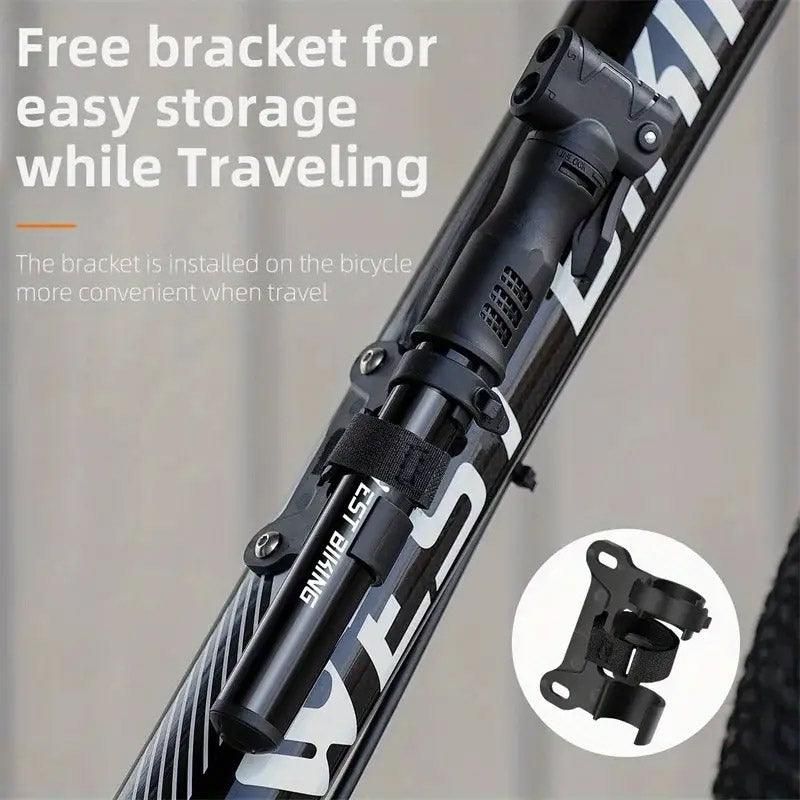Premium Aluminium Mini Bike Pump with Presta & Schrader Valves 100PSI - Silver