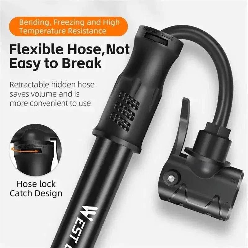 Premium Aluminium Mini Bike Pump with Presta & Schrader Valves 100PSI - Silver