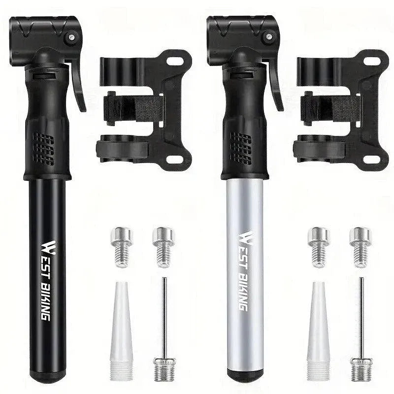 Premium Aluminium Mini Bike Pump with Presta & Schrader Valves 100PSI - Silver